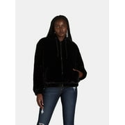 Time and Tru Women's and Women’s Plus Faux Fur Zip Hoodie, Sizes XS-3X